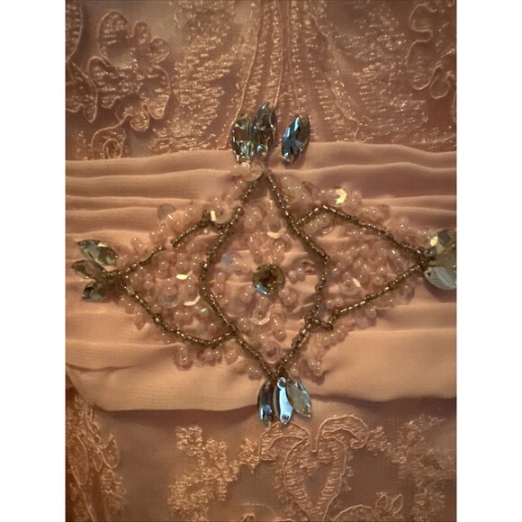 Light pink Formal Dress With Beading,  Sheer Jacket And Corset Back - Picture 2 of 4